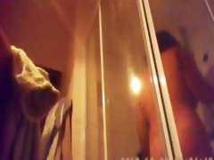 26 yo brunette hair with big tits caught by hidden spy voyeur cam in bathroom shower