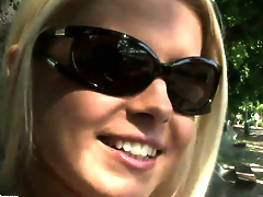 Blonde Brandy Smile is curious about stripping on camera
