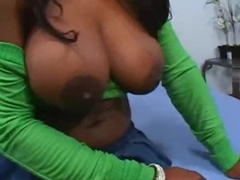Slutty darksome beauty in high heels has biggest tits
