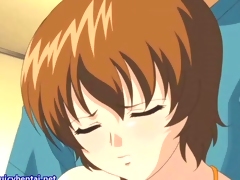 Anime hottie rubbing a cock