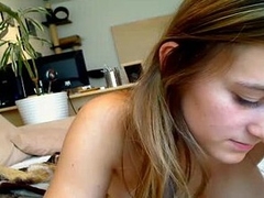 Squeezing her big boobs jointly for her boyfriend who is on the other side of the webcam, this dark brown amateur uses different dildos on her shaved snatch to bring herself pleasure.